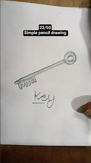 how to draw a key 🗝️ easily with pencil. #drawing #easydraw #stepbystep