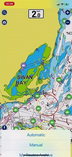 Setting a route on Navionics