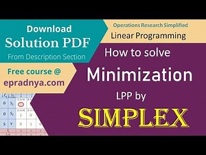 Simplex method minimization problem | minimization simplex method | Solved Problem | Solution PDF