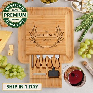 Custom Engraved Bamboo Cheese Board, Personalized Charcuterie Gift - Etsy