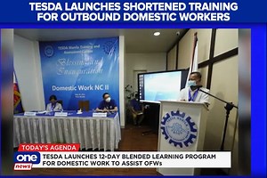 #Agenda | TESDA launched shortened training programs for domestic workers to help Filipinos find more opportunities abroad, according to Deputy Director General for Operations Lina Sarmiento. Get updates via Viber: https://bit.ly/36uQLSo Join us on Telegram: https://t.me/onenewsph | ONE News