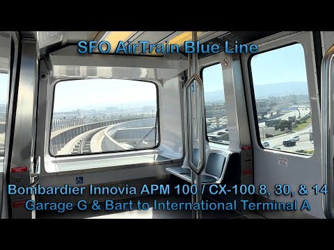[The Long Way] SFO AirTrain 3-Car Bombardier Innovia APM 100 / CX-100 Blue Line Train to Terminal A