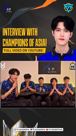 FF COMPETITIVE on Instagram: "Interview with Champions of Asia!! Thank you so much @avida.esport for this wonderful opportunity, and huge congratulations!! Make sure to follow @avida.esport - they are surely future stars in making ❤️ follow @ff_competitive for more news and updates! 📧 | DM/mail for collaborations / queries #freefireindia #indianesports #indiangamingcommunity #ffmic #freefiremax tez freefiremaxindiacup"