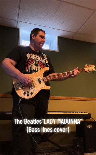 The Beatles “LADY MADONNA” (Bass lines Cover) #thebeatles #fyp #rickenbacker #music #bassguitar