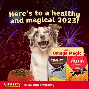 Make 2023 the healthiest and most magical yet with Omega Magic fortified Vitality! The hypoallergenic dog food made from high-quality Australian lamb & beef. #PawsUpForVitality | Vitality Dog Food Ph