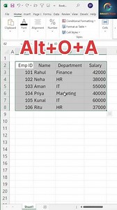 How to Auto Format With Shortcut key in Excel 🔥#excel #spreadsheetmagic #spreadsheets #exceltips