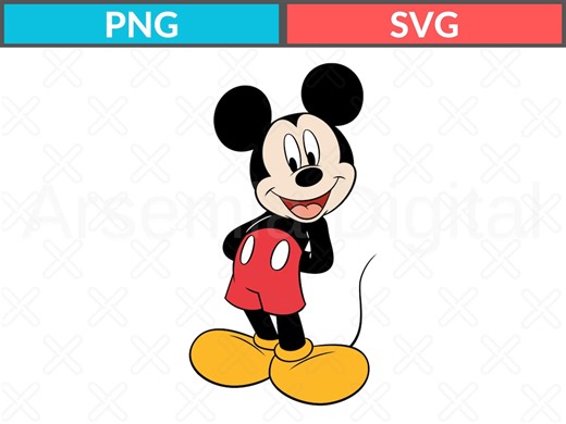 Mickey Mouse Clipart, Classic Cartoon Design (SVG, PNG Digital Download) - Etsy