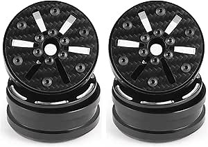 Beadlock Wheel Rims 4PCS 1.9" Upgraded Carbon Fiber Aluminum Wheel Hub Compatible with 1/10 RC Crawler Gen8 TRX-4 Axial VS4-10 Capra SCX10 RC Car Accessories (Patten C)