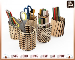 CNC Laser Cut Pen Holder: Desk Organizer (digital Download) - Etsy