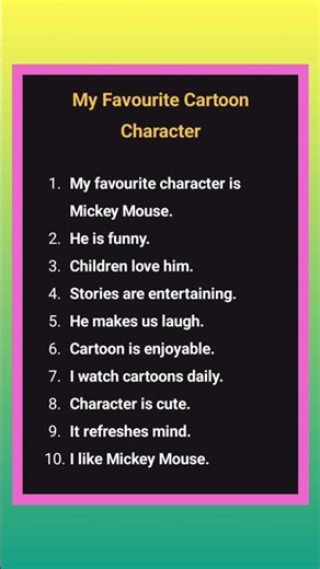 My Favourite Cartoon Character | 10 Lines Essay in Easy English | Shorts