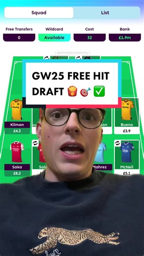 FPL GW25 Free Hit Draft Strategy
