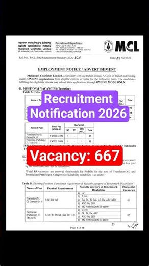 Mahanadi Coalfields MCL New Vacancy 2026 #govtjobs #coalindia