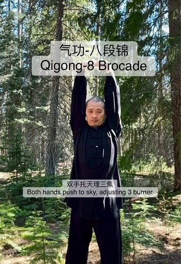 Qigong-8 Brocade: 双手托天理三焦练习