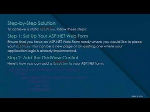 How to Create a Static GridView in ASP.NET Without a Database