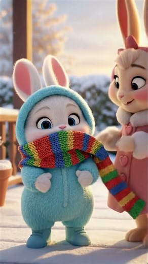 Bella Wraps Baby Bun in a Snowy Scarf 🧣 The Bunny Family Show's Coziest Short! #bunny #rabbit