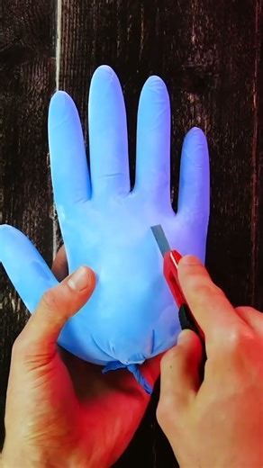 Cutting an Inflated Latex Glove with a Knife | Satisfying DIY Experiment
