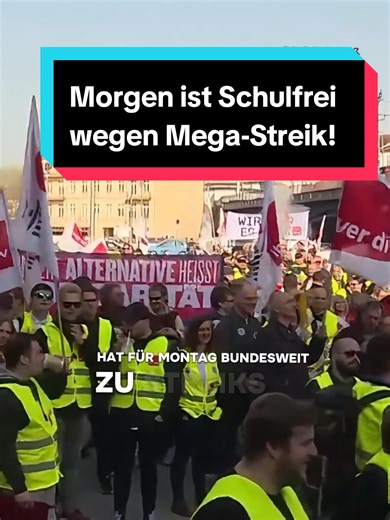 Morgen musst du nicht zur Schule, wegen Mega-Streik! #verda #streik #öffentlicherdienst #aktuellenachrichten #eilmeldung