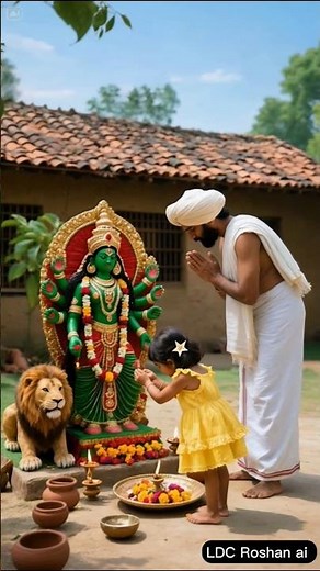 A clay idol of Goddess Durga was made for Navratri. ✨