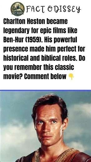 Charlton Heston became legendary for epic films like Ben-Hur (1959).