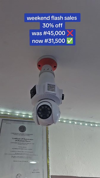 Good Morning Beautiful people . Features of the 3 view Bulb WiFi cameras •Watch and record live videos. •Hear conversations. •Speak through your phone to the cameras. •Set a motion sensors to alert you of intruders with notifications. •Playback recorded videos. •Night vision enabled. •full colored •2 static Lense 360⁰ rotating Lense . WiFi enable . .Electricity •Can be monitored from anywhere in the world .was price #45,000 ❌️❌️ Now #31,500 ✅️✅️✅️ HOW TO SHOP •LAGOS: •www.majinfotek.com. (We shi