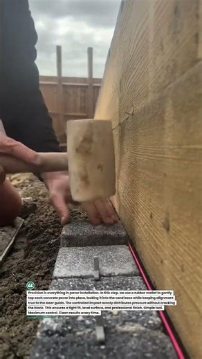 Perfect Paver Leveling with Rubber Mallet #construction #DIY #hardscape