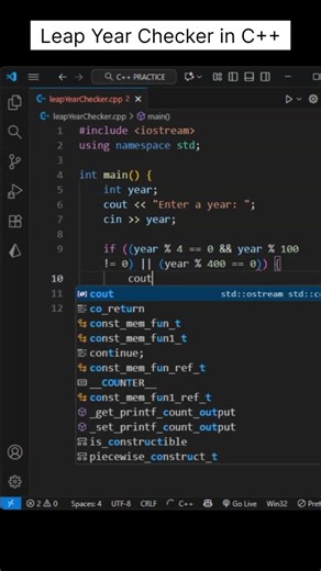 Leap Year Checker in C++ | C++ Projects for Beginners #shorts