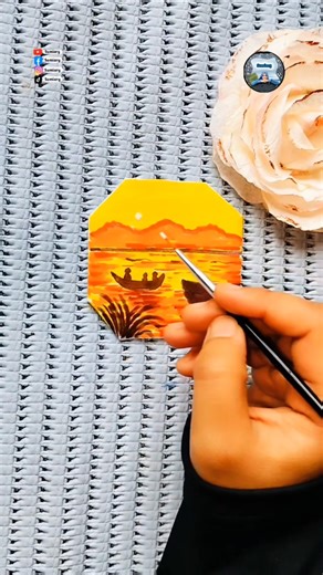 How to draw mini sunset painting || ballpoint pen artwork #sumiary #art #sunset #mayabini #viral