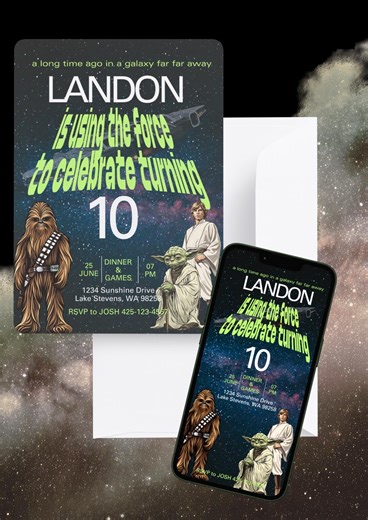 Star Wars Birthday Invitation Editable | 10th Birthday | Galaxy Space Theme Invitation | Jedi Birthday Invite | Instant Download