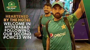 1.1M views · 10K reactions | Heartened by the hotel welcome in Hyderabad following our second #CWC23 win ✨ #DattKePakistani | #WeHaveWeWill | Pakistan Cricket Team | Facebook