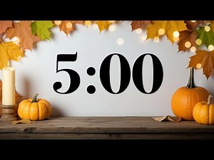 5 Minute Timer | Fall Pumpkins, Autumn Leaves | Calm Acoustic Guitar & Piano | Focus, Study, Work