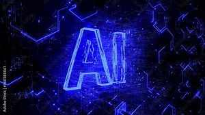 4k AI word Artificial Intelligence Brain circuit tag cloud;binary computer code.The Matrix binary text design animation;changing from zero to one digits;abstract tech background.