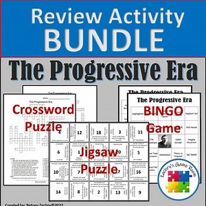 The Progressive Era Review Activities - Review Puzzle, BINGO, Crossword Puzzle