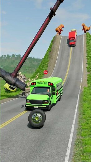 Cars & School Buses vs Giant Rotating Hammer - BeamNG.drive