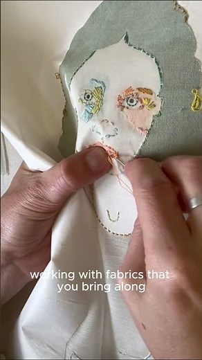 Make portraits using reclaimed fabrics and stitching techniques! #sewing #art #stitching #cornwall