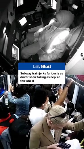 Shocking video shows a California light-rail train furiously jerking back and forth as its 'fatigued operatory as appeared to nod off at the controls. The terrifying incident unfolded when a San Francisco Municipal Transportation Agency (SFMTA) driver allegedly fell asleep while piloting a crowded Muni train through the city's Sunset Tunnel. Surveillance footage showed the operator's head tipping back about a minute and a half into the ride as she visibly struggles to stay awake. . . . . . . . #