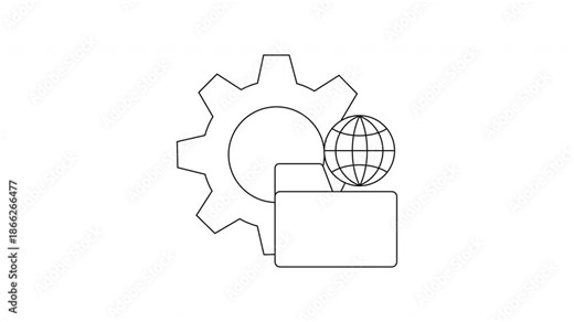 Global Settings Icon Animation - Gear, Globe, and Folder.