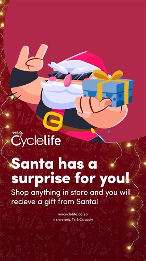 Santa’s got a gift for everyone who shops during Cycle Lab’s Festive Sale! 🎅 Every purchase made during the sale comes with a special thank-you from us. Once you’ve checked out, you’ll receive an SMS inviting you to Pick Your Gift - it’s our way of keeping the festive spirit rolling (and rewarding you for riding with us!). If you redeem your Santa Jackpot Voucher, you’re in for something extra special: a premium-tier gift if you don’t win 100% off your basket, courtesy of Santa himself. 🎁 One 