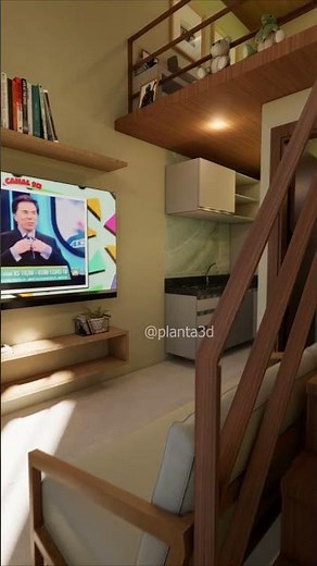 3x5 loft plan with a simple design that works! 📲 WhatsApp: (75) 98154-4576 #loft #studio #kitnet ...