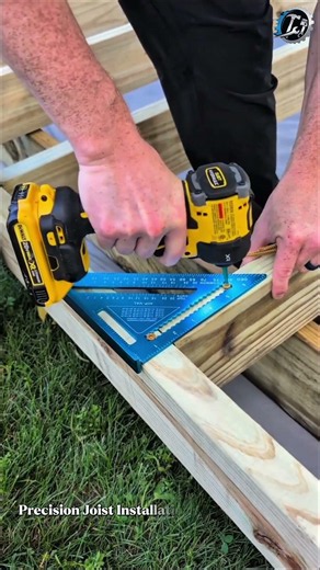 Perfect Deck Framing Layout Skills 🛠️🏡 #Construction #DeckBuilding #Carpentry