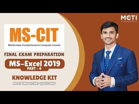 MS-CIT Final Exam preparation | MS-Excel 2019 | (Part 4)