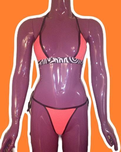 Orange Wave Bikini for Exotic Dancewear Stripper Wear Swimwear Y-back Thong - Etsy