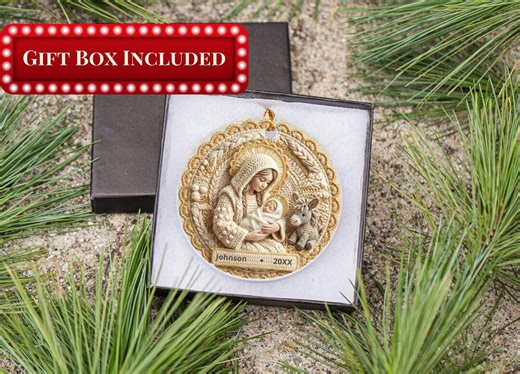 Personalized Nativity Ornament - Porcelain Madonna and Child Design - Etsy