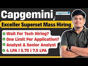 🔥Capgemini Mass Hiring (Exceller Superset) | Apply or Not | Analyst, SA | One Limit Application
