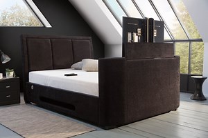 9K views · 22 reactions | Introducing the latest Vega III Ottoman Storage Charcoal Black Fabric TV Bed )))) HUGE 40" TV Capacity* (((( Call our friendly team on 01942 718471 or click: https://www.tvbed.co.uk/catalogsearch/result/?q=CHARCOAL for more details... IN STOCK NOW! On display at our Haydock showroom... *40" TV fits King & Super King. 32" fits Double. | TV Bed | Facebook