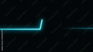 Glowing neon blue color heartbeat rate and pulse line, loop motion animate footage. neon heartbeat line on black background.