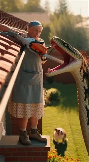 Will grandma stop the python crawling from the backyard invasion #python #grandma #wildlife