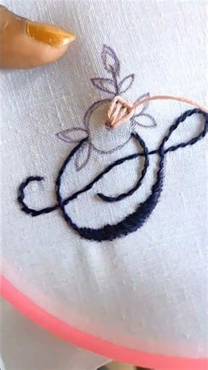 Easy S Letter Embroidery Design 💖 Step by Step #embroidery #initial #embroiderydesign #shorts