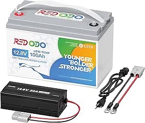 Redodo 12V 100Ah LiFePO4 Battery with 14.6V 20A Charger, Low-Temp Protection, Group 31 Lithium Battery Built-in 100A BMS, 4000+ Deep Cycles, Ideal for Trolling Motor, Boat, RV, Off Grid, Cold Areas