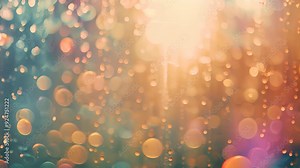 Raindrops cascade down a window, creating beautiful reflections in vibrant colors during a storm