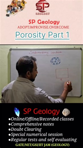SP Geology on Instagram: "Porosity (Geology) 🪨💧 Porosity is the percentage of empty spaces (pores or voids) within a rock or sediment that can store fluids like water, oil, or gas. These pore spaces may occur between grains (primary porosity) or develop later due to fracturing, dissolution, or weathering (secondary porosity). 🔹 High porosity → more fluid storage 🔹 Low porosity → less fluid storage Porosity plays a key role in groundwater movement, petroleum reservoirs, and ore deposits, maki